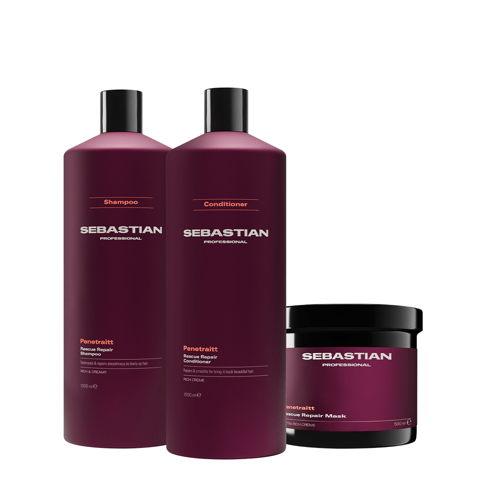 Kit Penetraitt Sebastian Professional Shampoo 1L + Condicionador 1L + Máscara Capilar 500ml