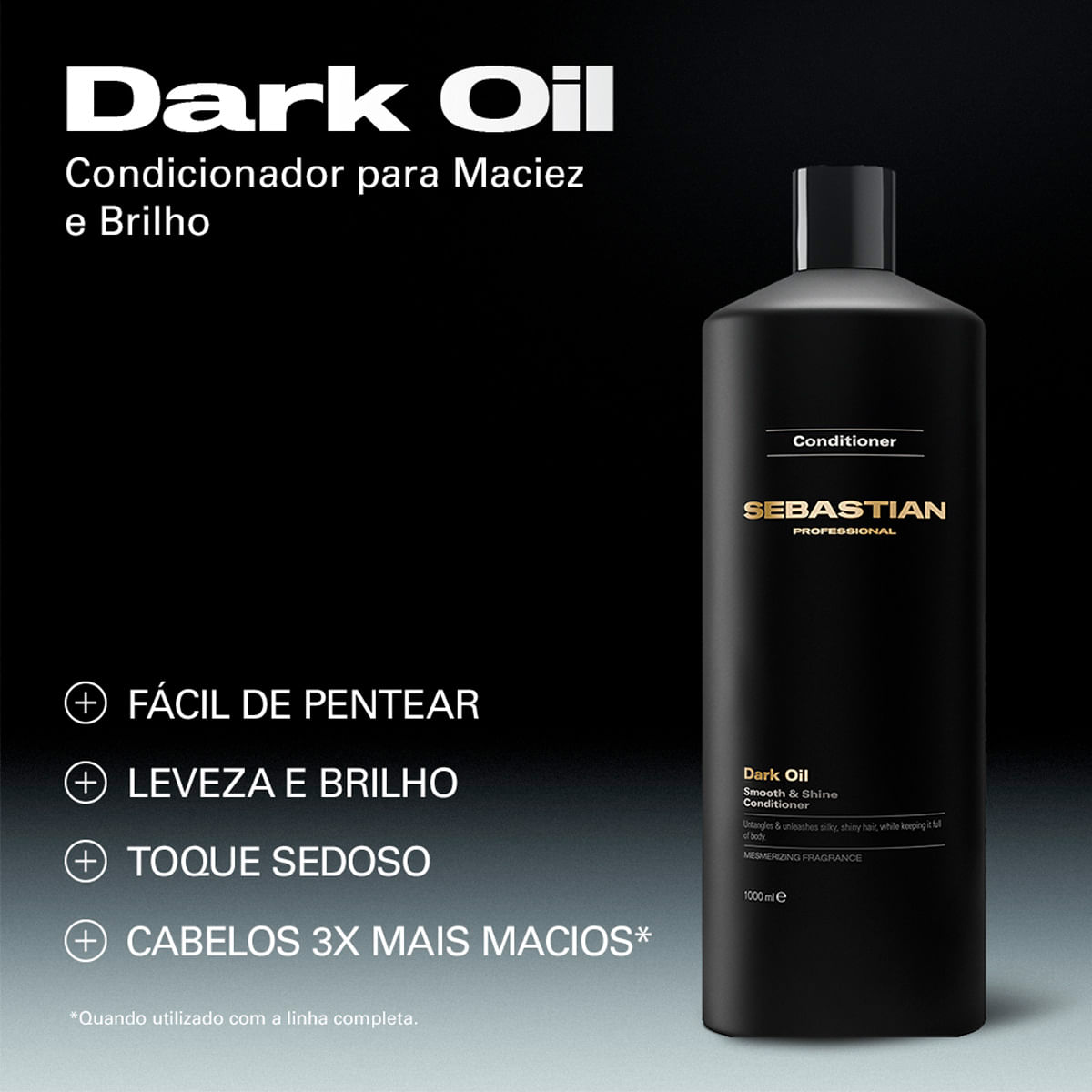 Kit Dark Oil Sebastian Professional Shampoo 1L + Condicionador 1L + Máscara Capilar 145ml + Óleo Capilar 95m
