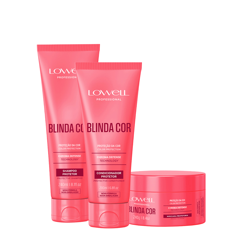 Kit Blinda Cor Lowell Shampoo 240ml + Condicionador 200ml + Máscara Capilar 240g