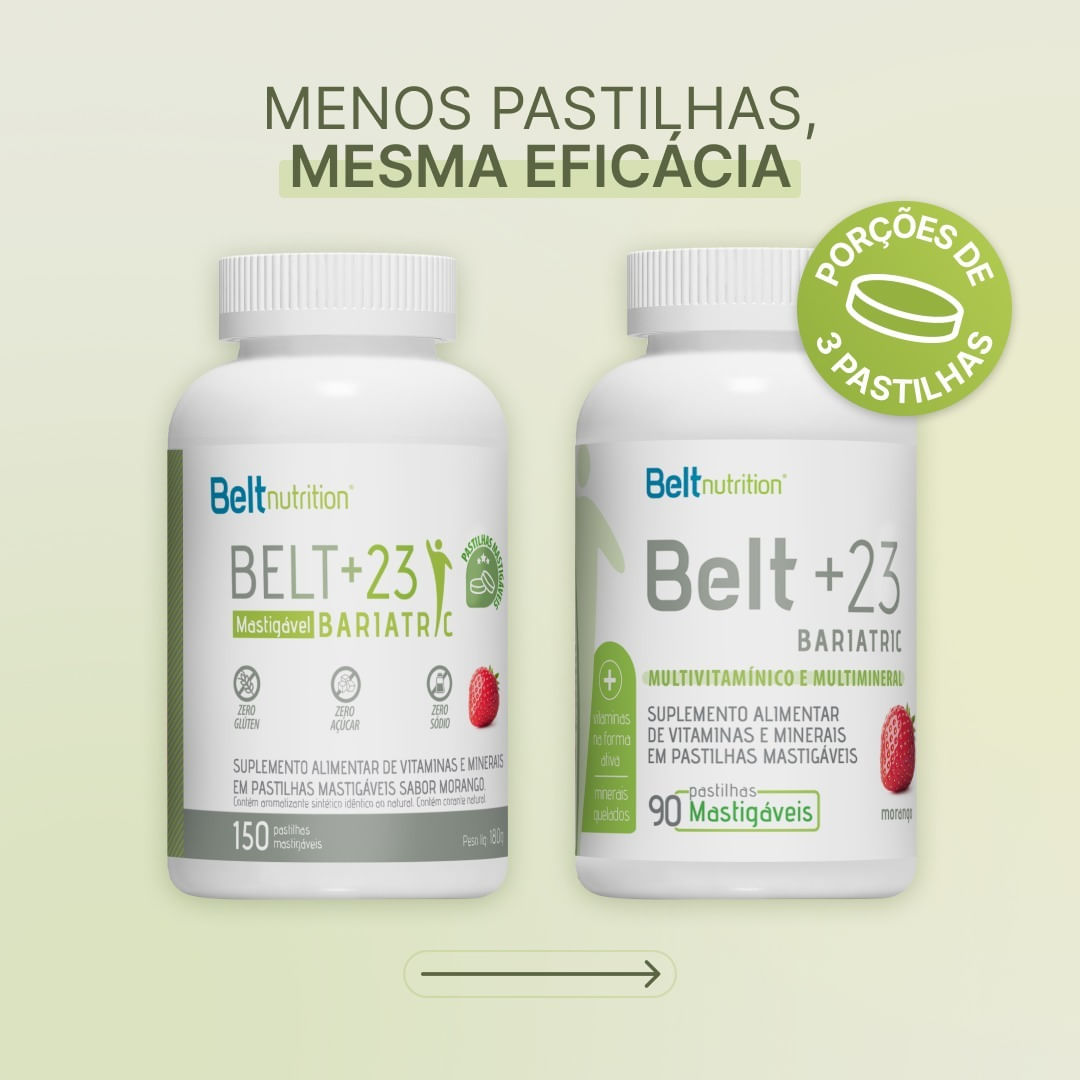 Belt+23 Morango 90 Pastilhas Mastigáveis