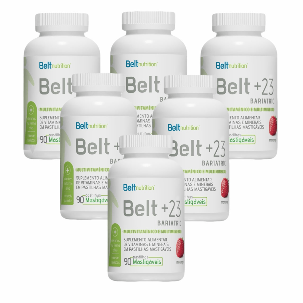 Kit 6 Belt+23 Morango 90 Pastilhas Mastigáveis
