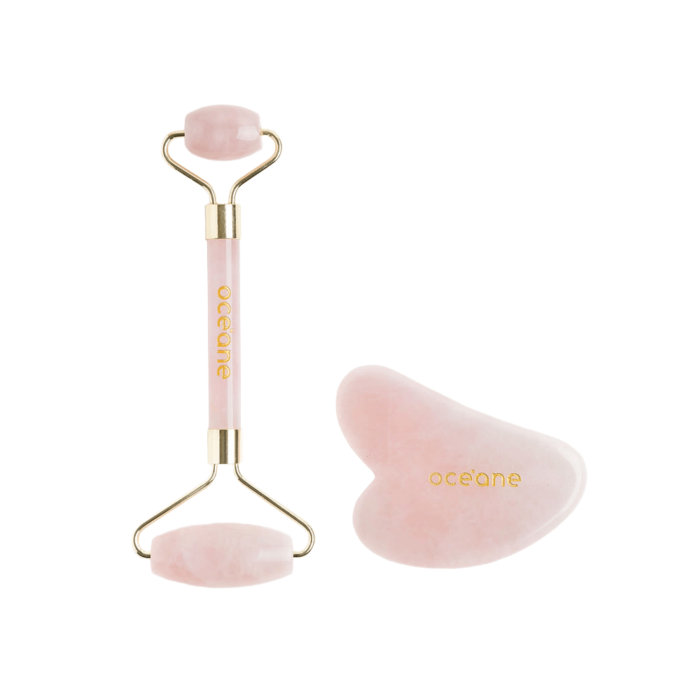 Kit de Massagem Facial de Quartzo Rosa Quartz Roller & Gua Sha Set