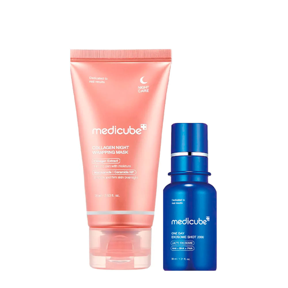 Kit Medicube Collagen Night Máscara Facial 75ml + One Day Exosome Sérum Facial 30ml