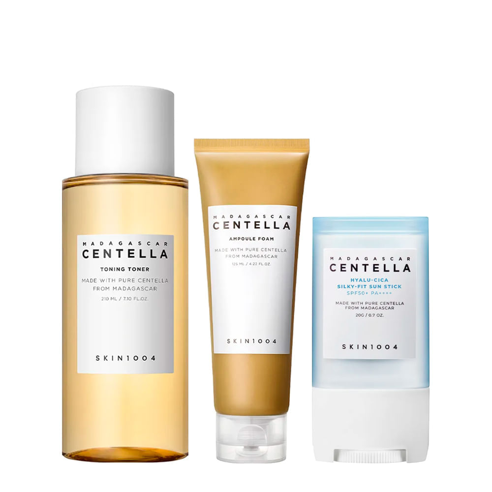 Kit Skin1004 Centella Tônico Facial 210ml + Espuma de Limpeza Facial 125ml + Protetor Solar Facial 20g