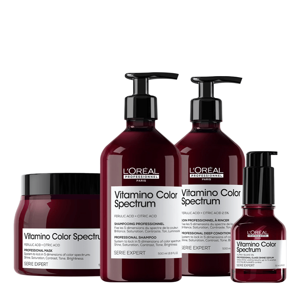 Kit Vitamino Color Spectrum L'oréal Professionnel Shampoo 500ml + Condicionador 500ml + Máscara Capilar 500ml + Sérum Capilar 50ml