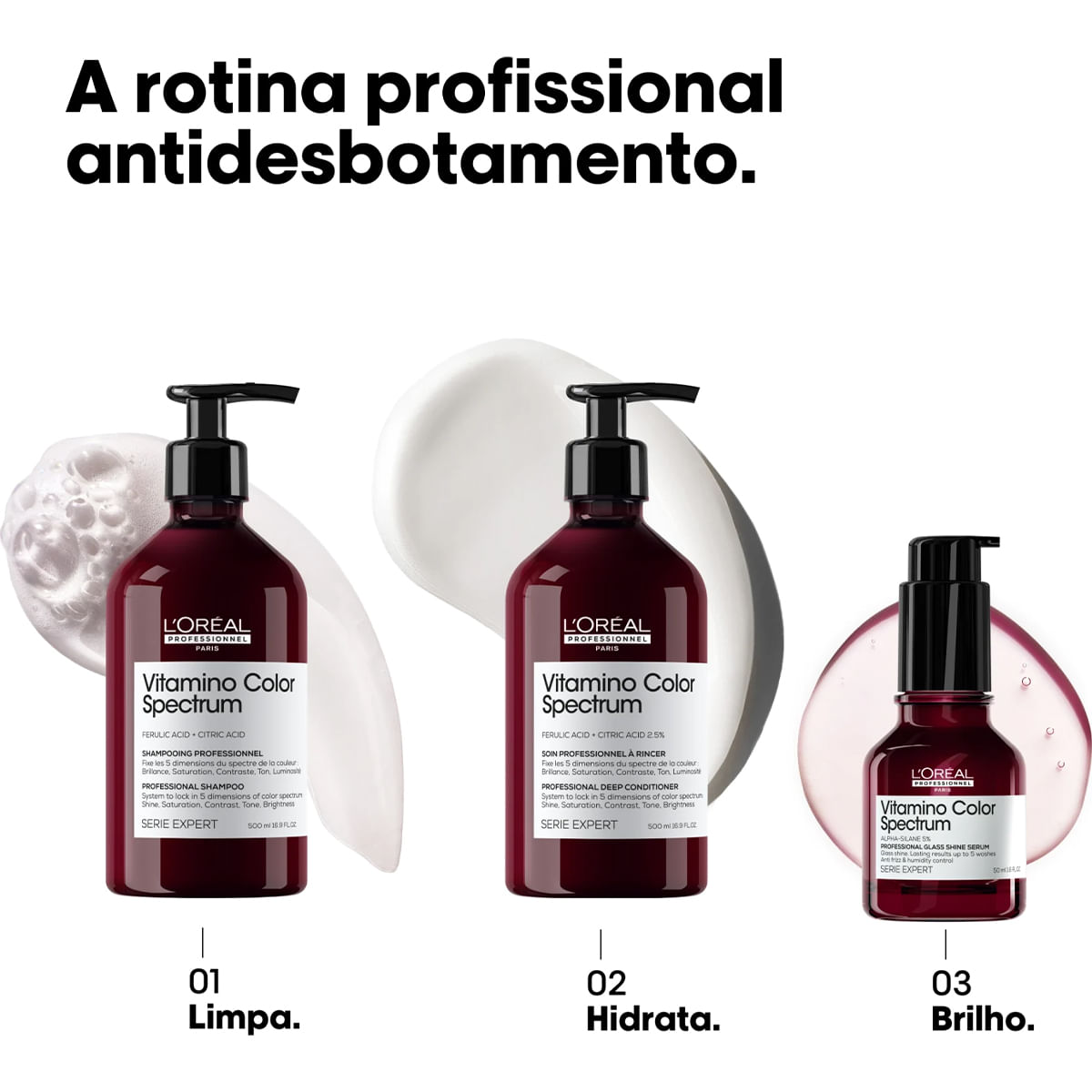Kit Vitamino Color Spectrum L'Oréal Professionnel Shampoo 500ml + Condicionador 500ml + Máscara Capilar 500ml + Sérum Capilar 50ml
