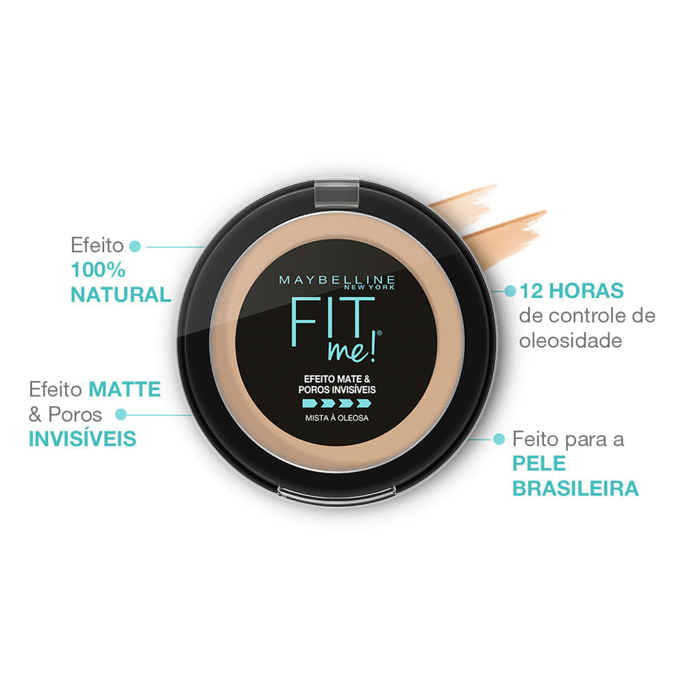Pó Compacto Fit Me! Maybelline Cor N01 Super Claro Neutro