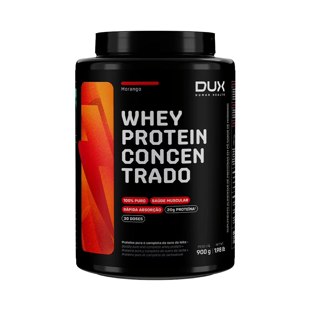 Pote Whey Protein Concentrado Company Dux 900g Sabor Morango