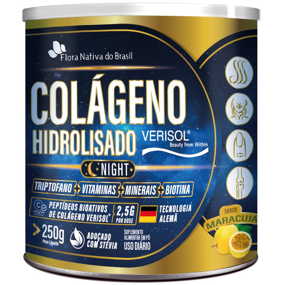 Colágeno Verisol Night com L-Triptofano Flora Nativa 250g Sabor Maracujá