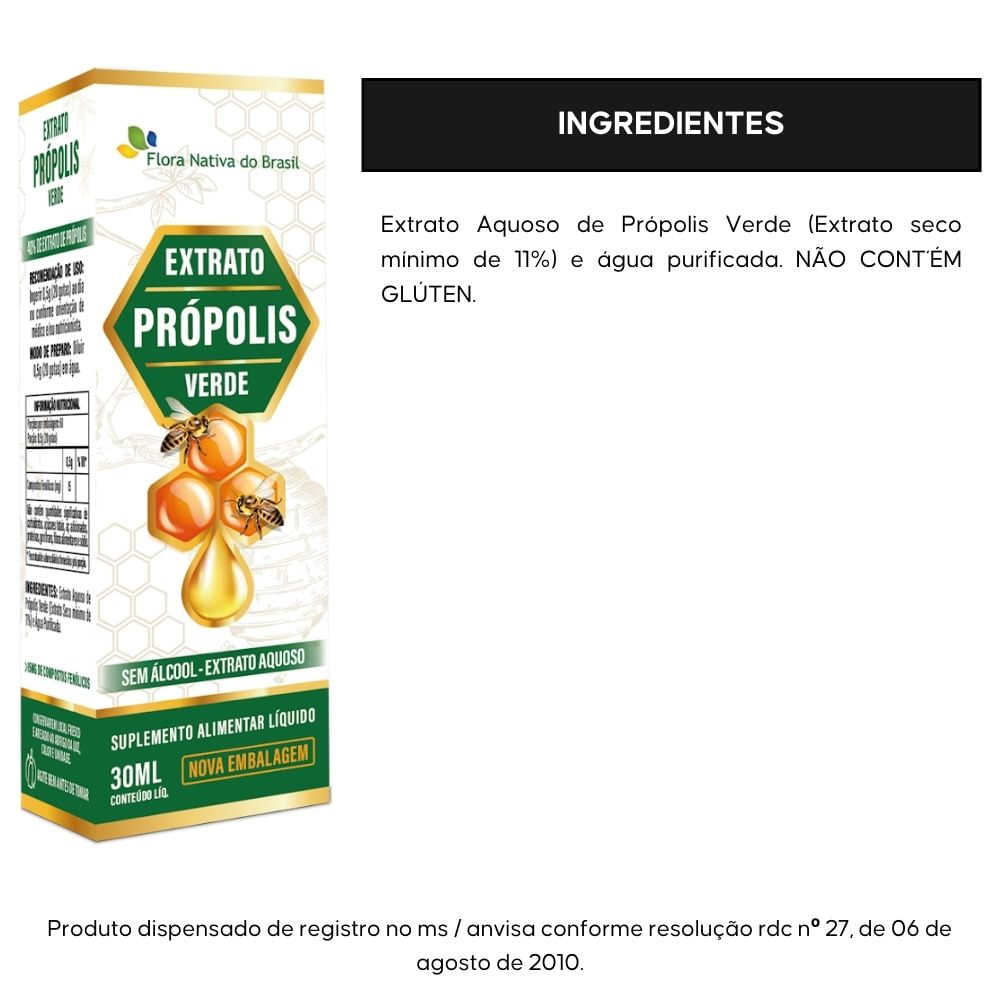 Extrato de Própolis Verde em Gotas Flora Nativa 30ml
