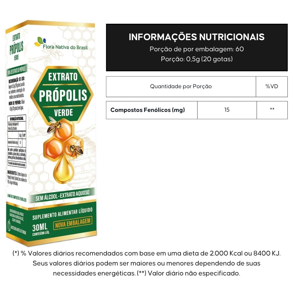 Extrato de Própolis Verde em Gotas Flora Nativa 30ml