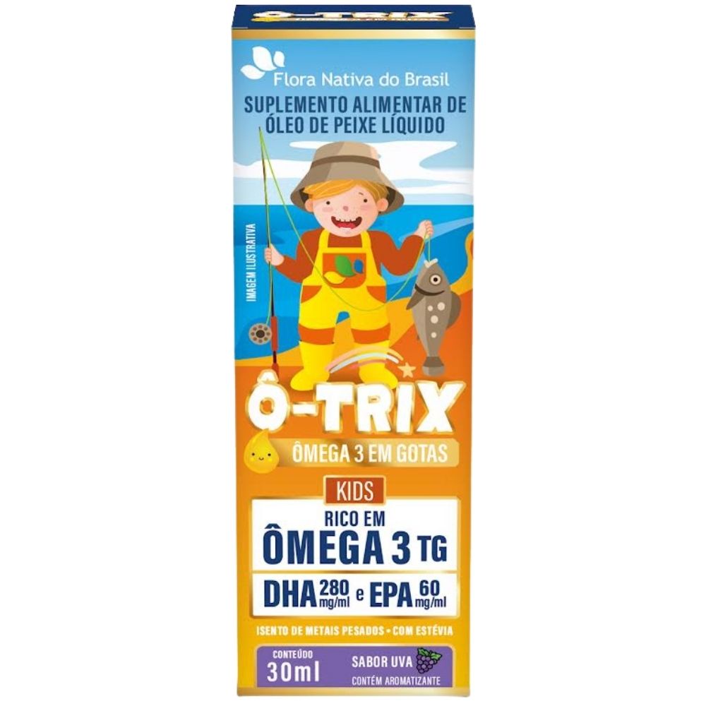 Suplemento Alimentar Infantil Ômega 3 Em Gotas Ô-Trix Flora Nativa 30m Sabor Uva