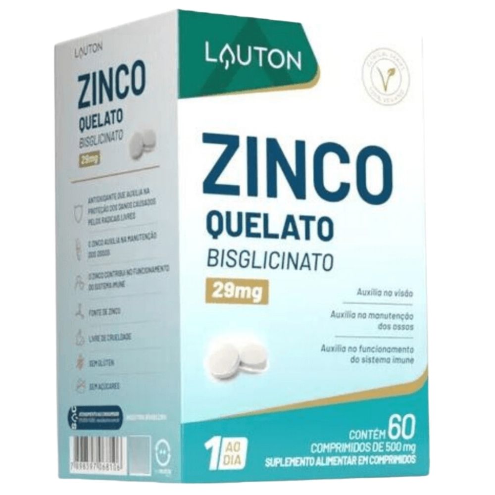Suplemento Alimentar Zinco Quelato Lauton 60 Comprimidos