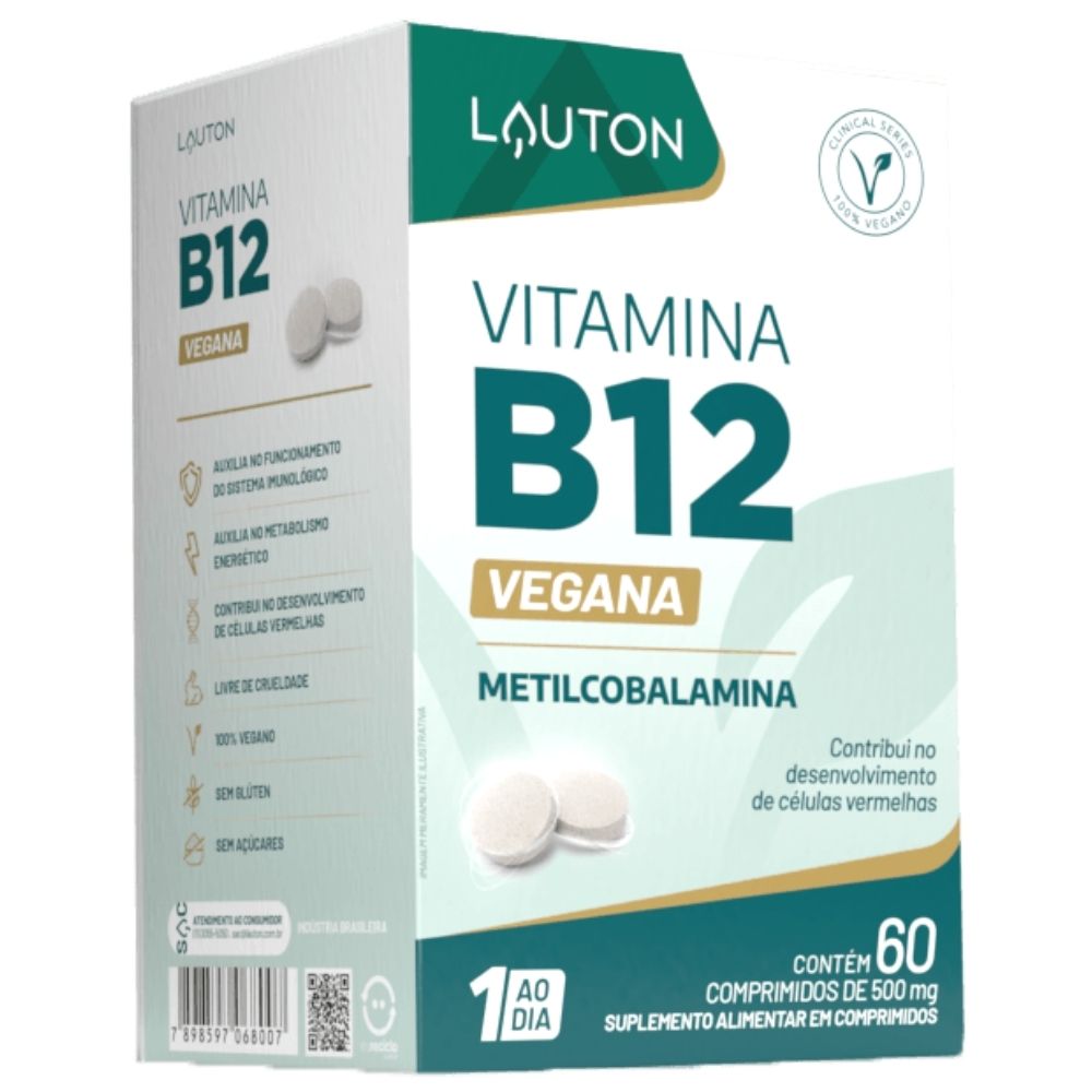 Suplemento Alimentar Vitamina B12 Vegana Lauton 60 Comprimidos