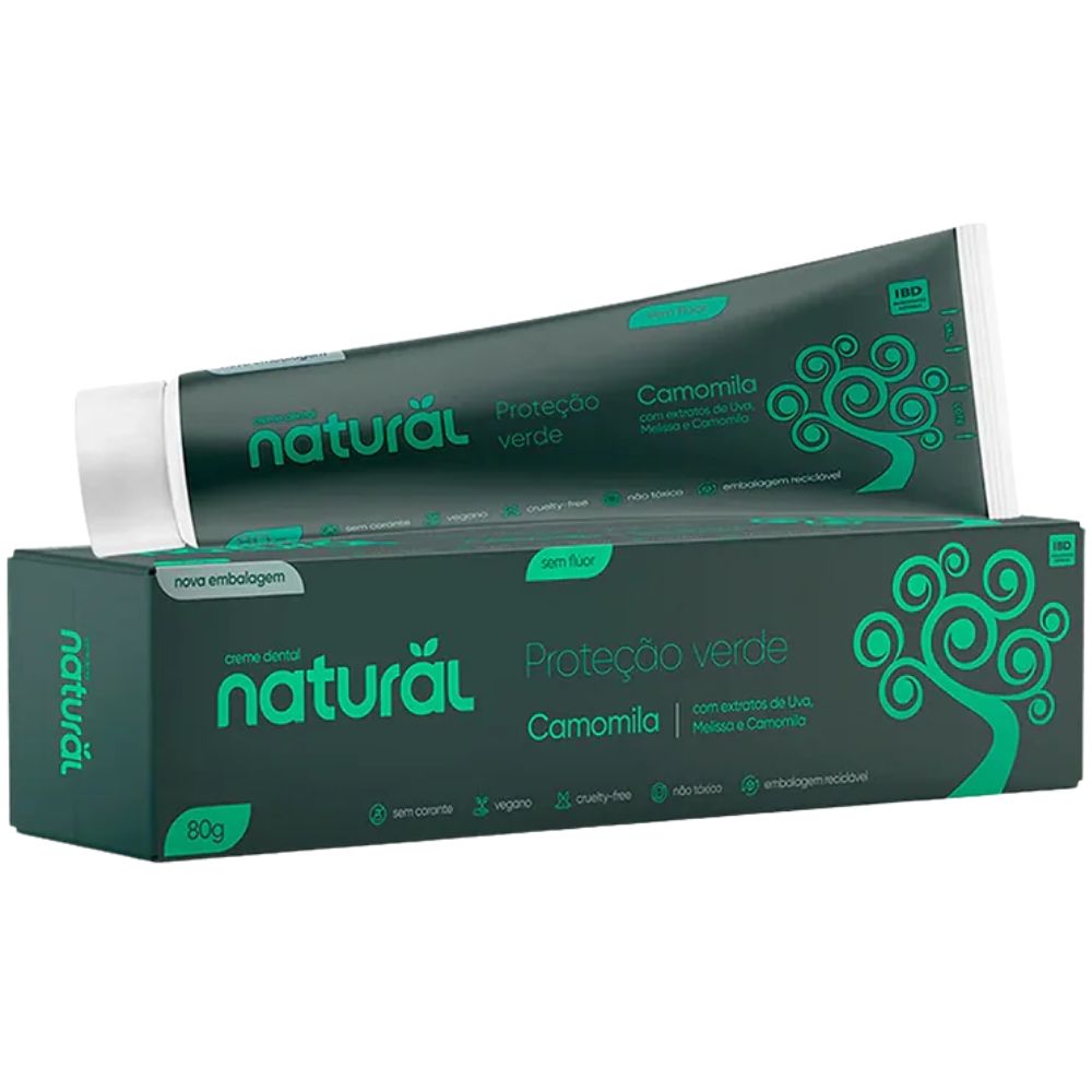 Creme Dental Natural Com Camomila, Melissa E Uva Orgânico Natural 80g
