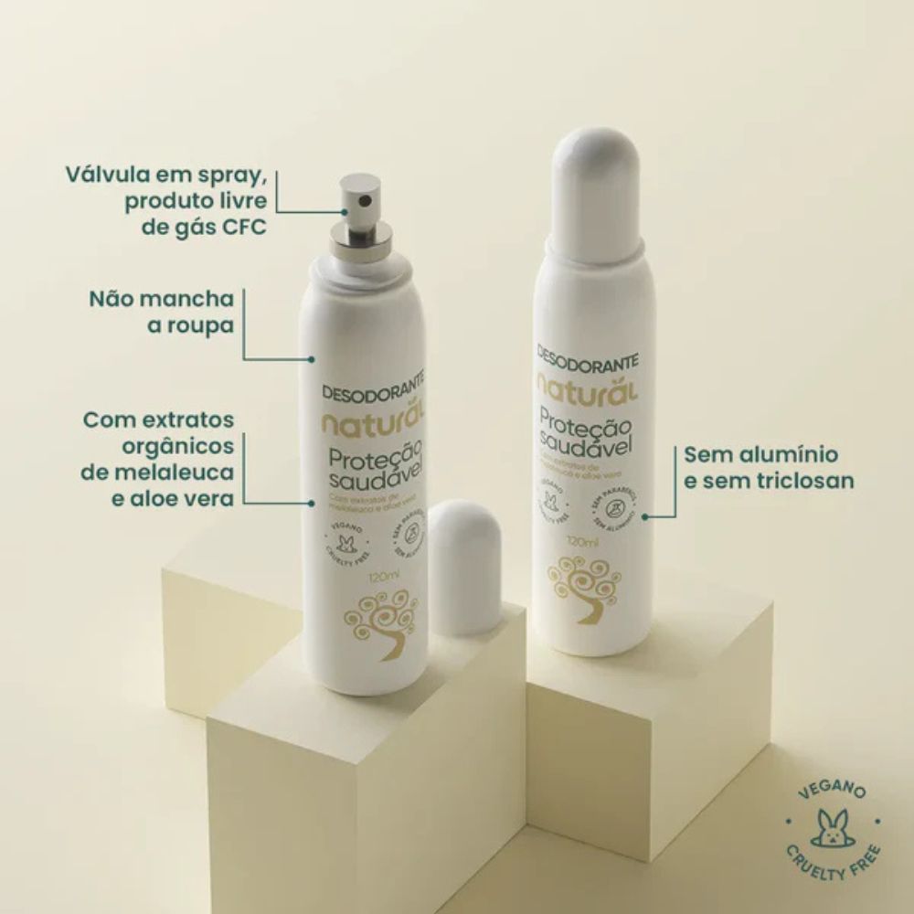 Desodorante Natural com Melaleuca e Aloe Vera Orgânico Natural 120ml