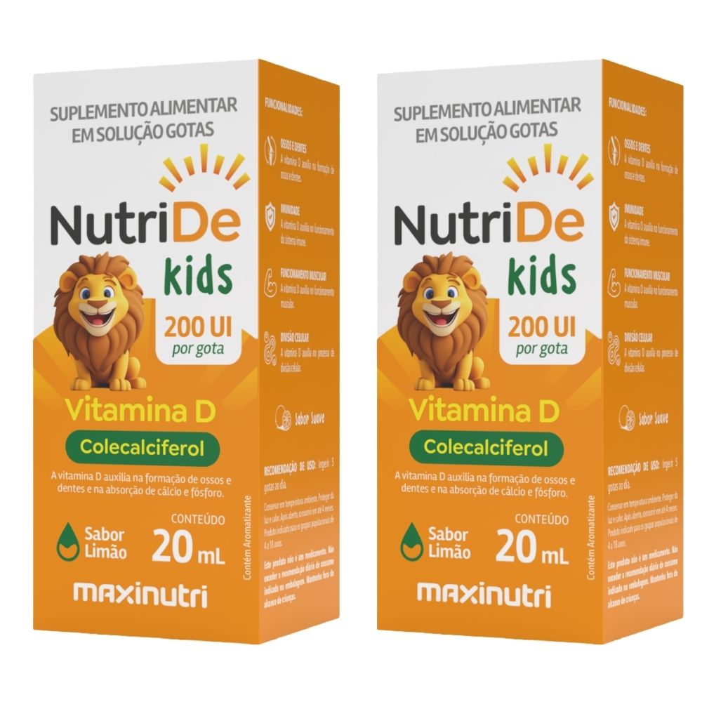 Kit 2 Nutride Vitamina D3 Kids Maxinutri 200ui 20ml