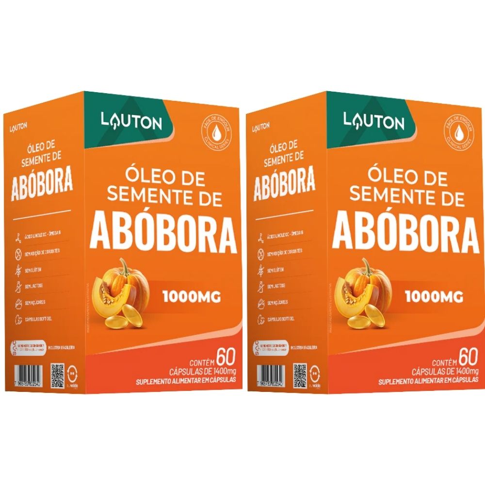 Kit 2 Óleo de Semente de Abóbora 1000mg Lauton 60 Cápsulas
