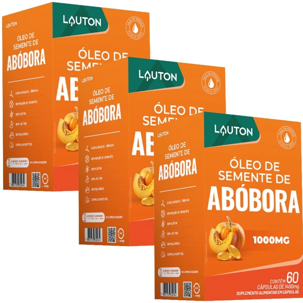 Kit 3 Óleo de Semente de Abóbora 1000mg Lauton 60 Cápsulas