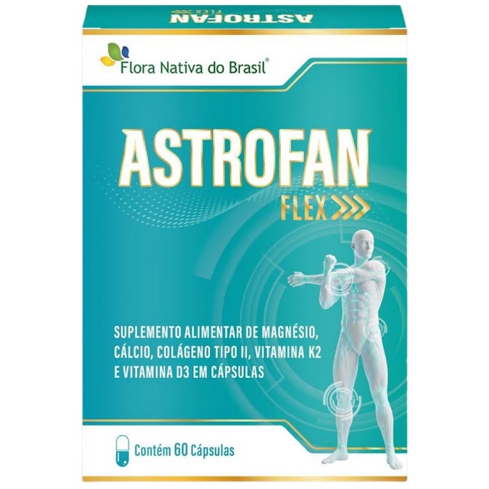 AstroFan Flex Colágeno Tipo 2, Cálcio, Magnésio, VIt D3 e K2 Flora Nativa 60 Cápsulas