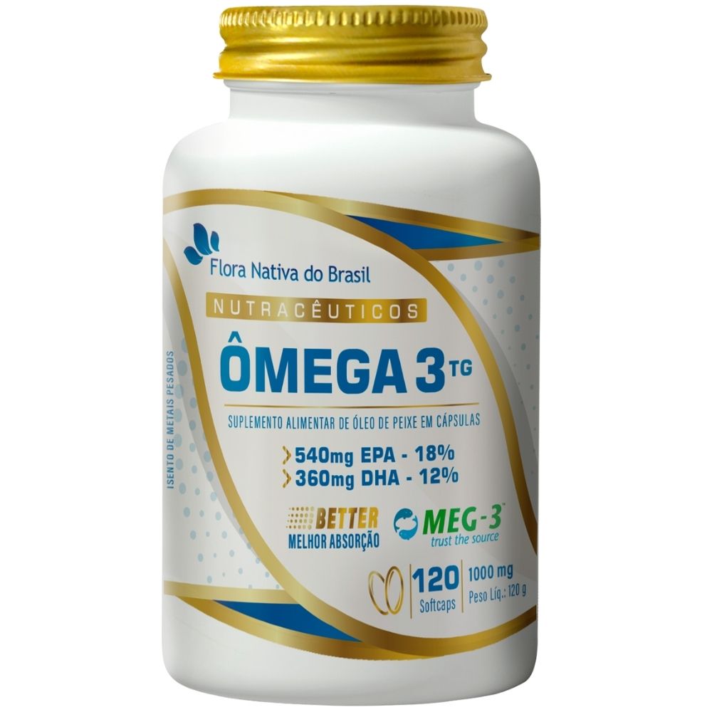 Ômega 3 Tg 18% Epa 12% Dha 1000mg Flora Nativa 120 Cápsulas