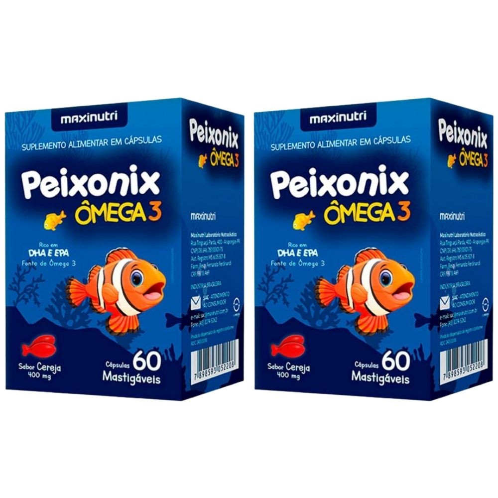 Kit 2 Peixonix Ômega 3 Infantil Maxinutri 60 Cápsulas