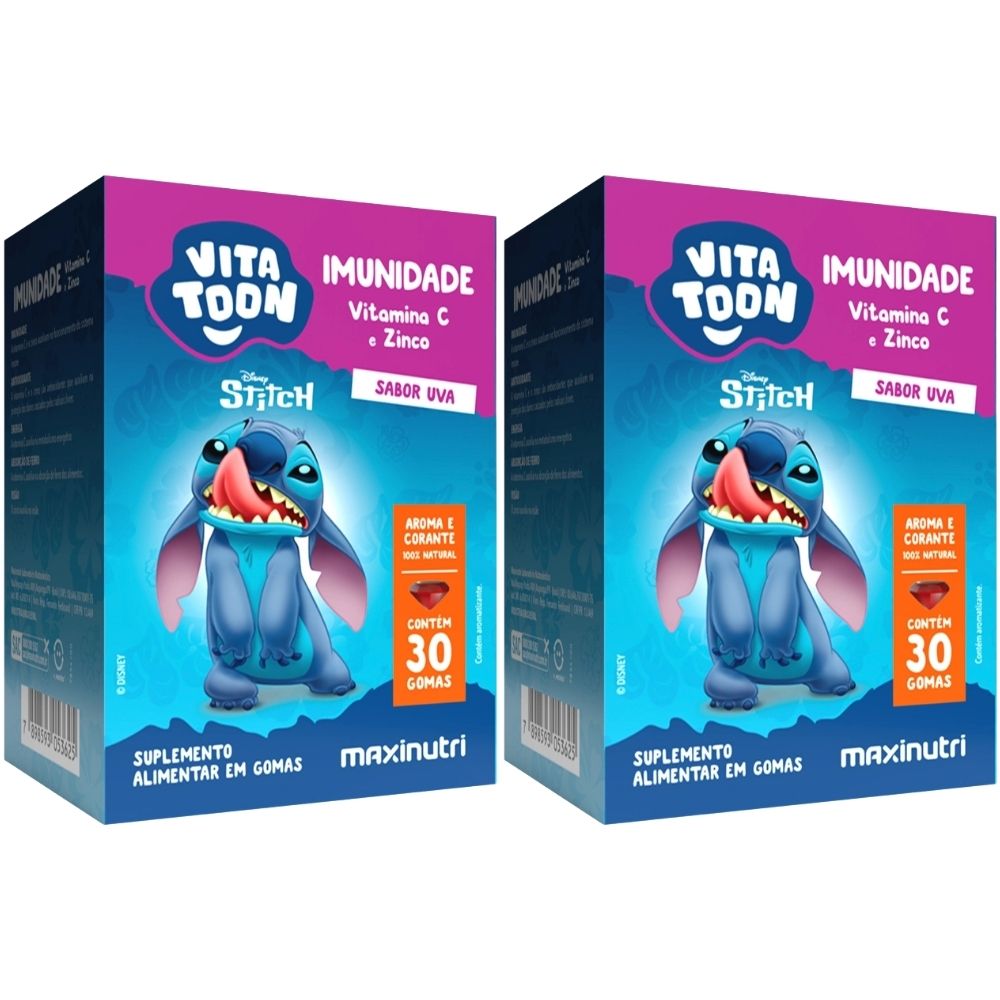 Kit 2 Vitamina C Com Zinco Kids Vitatton Stitch Maxinutri 30 Gomas