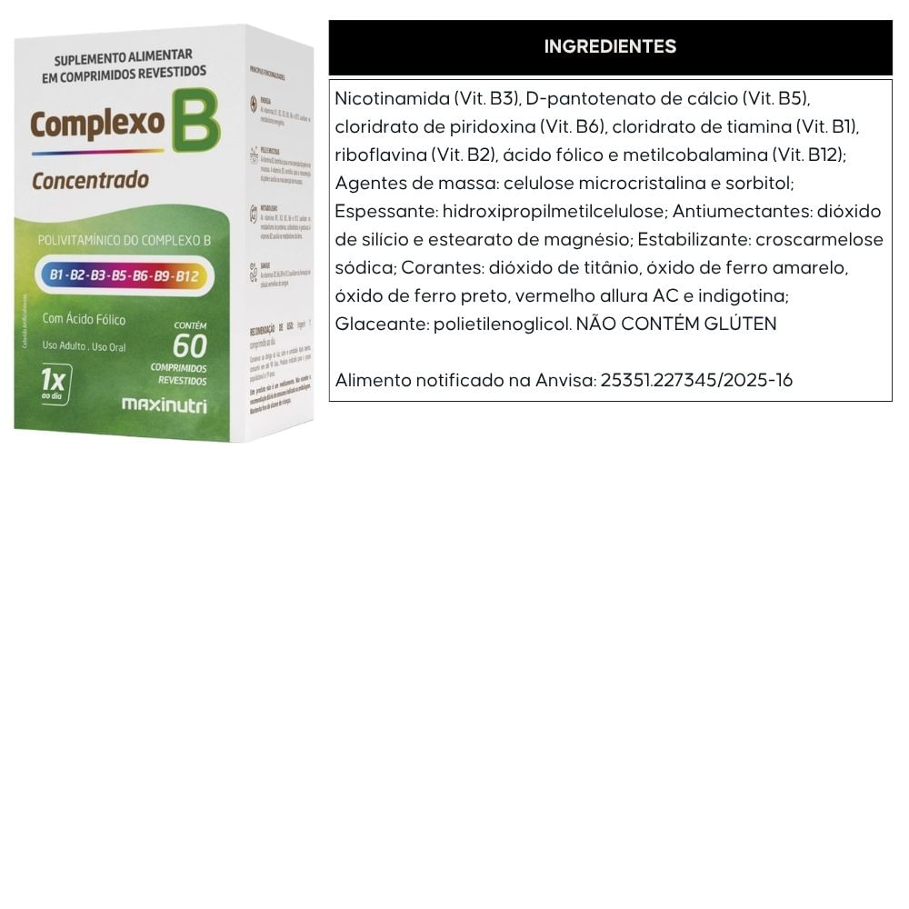 Kit 3 Complexo B Concentrado Maxinutri 60 Comprimidos
