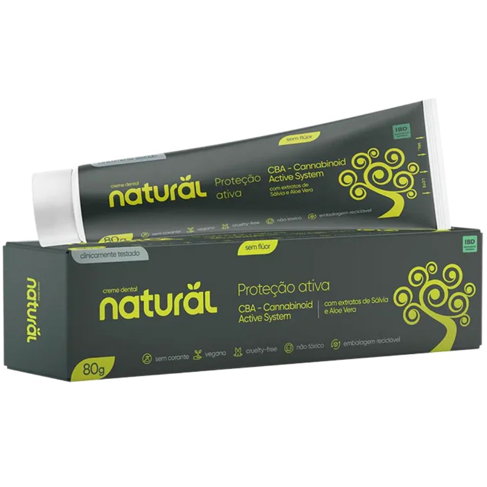 Creme Dental Natural com CBA, Salvia e Aloe Vera Orgânico Natural 80g