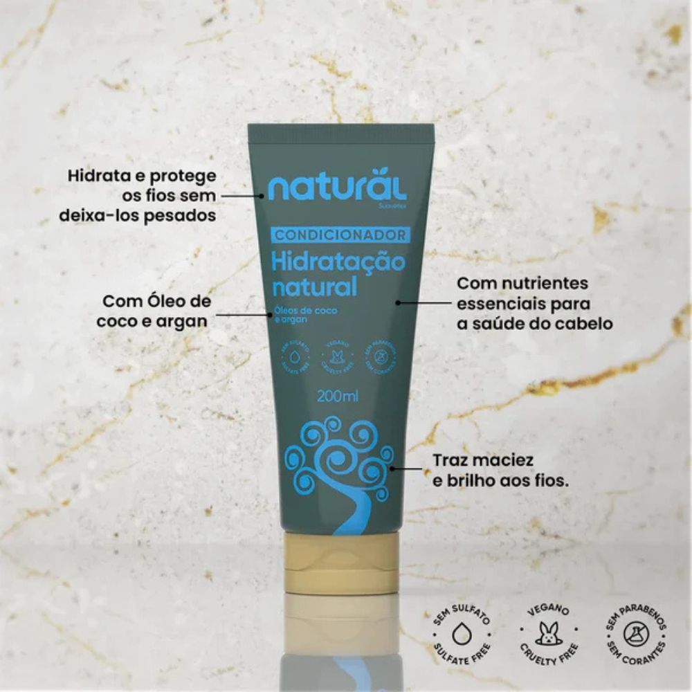 Condicionador Natural com Óleo de Coco e Argan Orgânico Natural 200ml