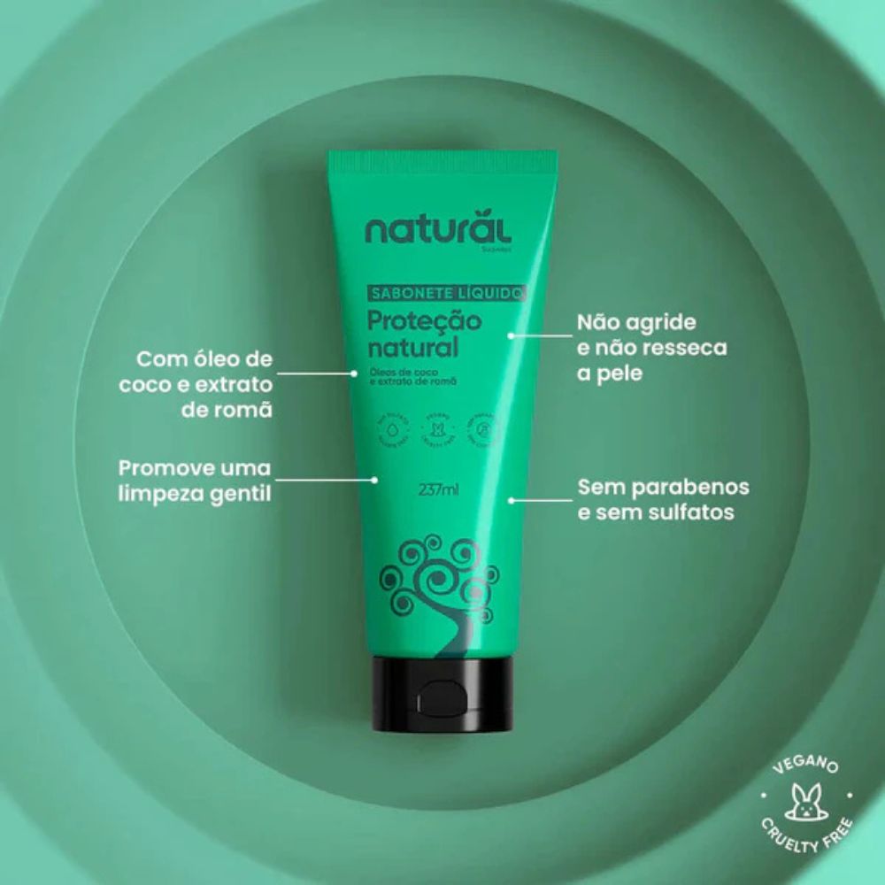 Sabonete Líquido Natural com Óleo de Coco e Romã Orgânico Natural 237ml