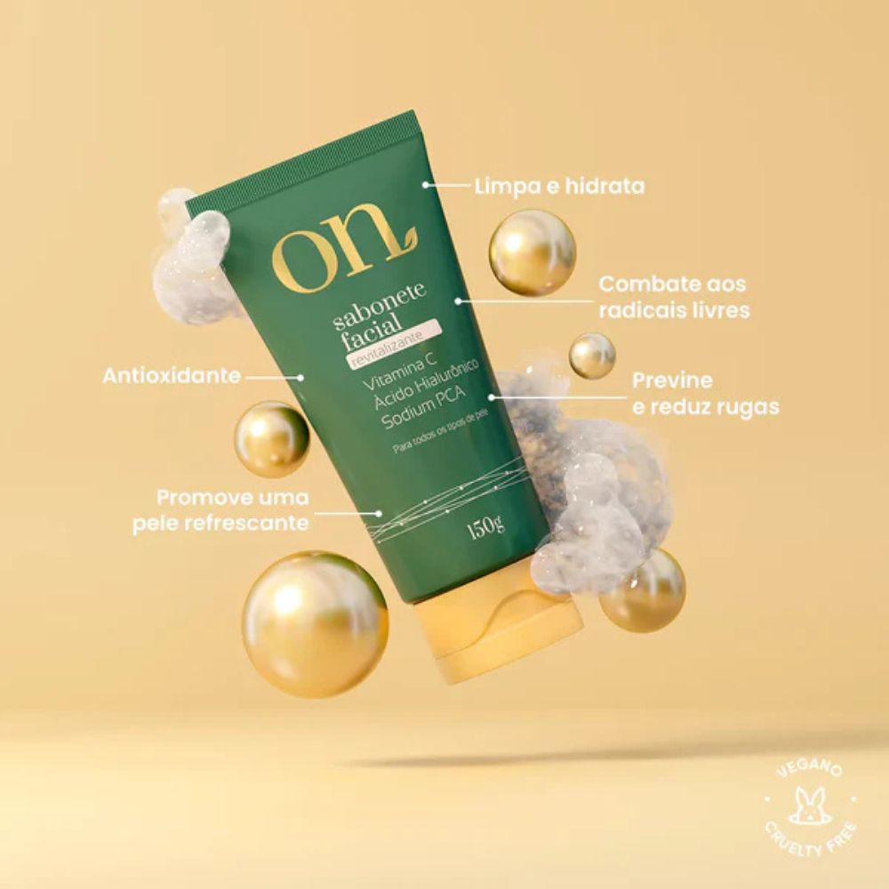 Sabonete Facial Vitamina C e Ácido Hialurônico ON Orgânico Natural 150g
