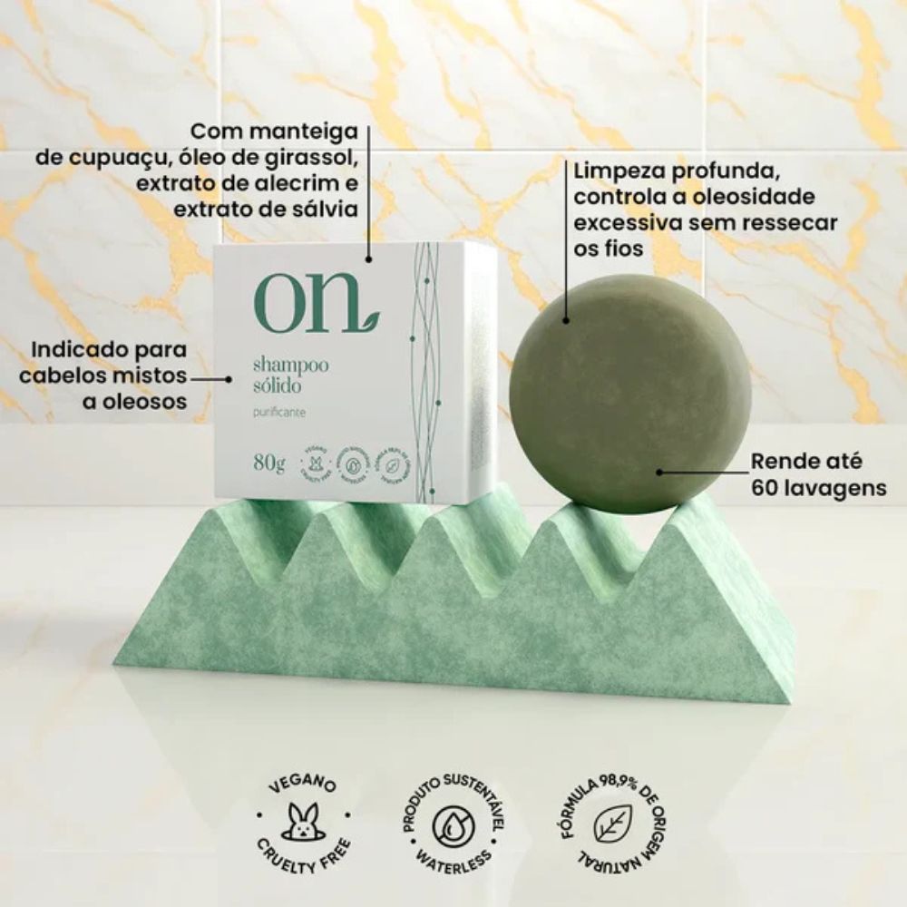 Shampoo Sólido Purificante Orgânico Natural 80g