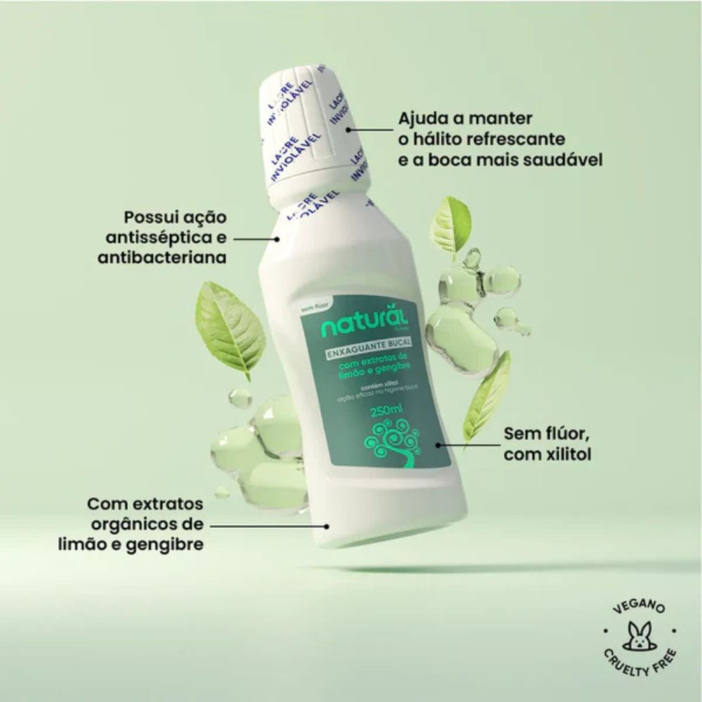 Enxaguante Bucal Natural com Limão e Gengibre Orgânico Natural 250ml
