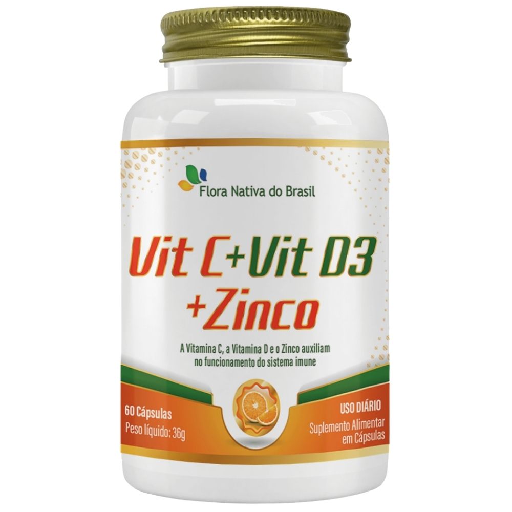 Vitamina C + D3 + Zinco Flora Nativa 60 Cápsulas