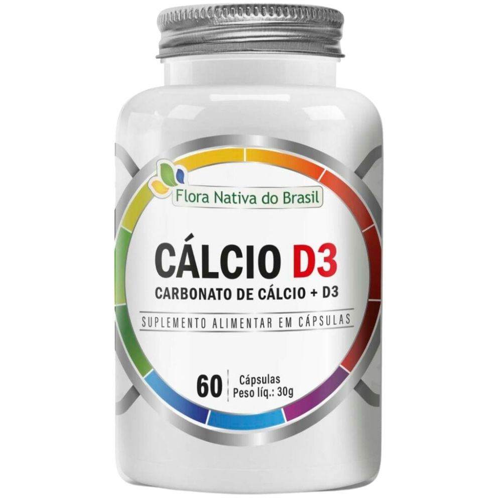 Kit 2 Cálcio D3 Carbonato de Cálcio + Vitamina D3 Flora Nativa 60 Cápsulas