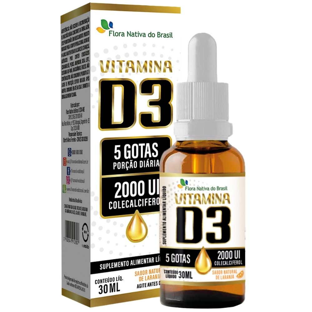 Vitamina D3 Flora Nativa Em gotas 2000UI 30ml
