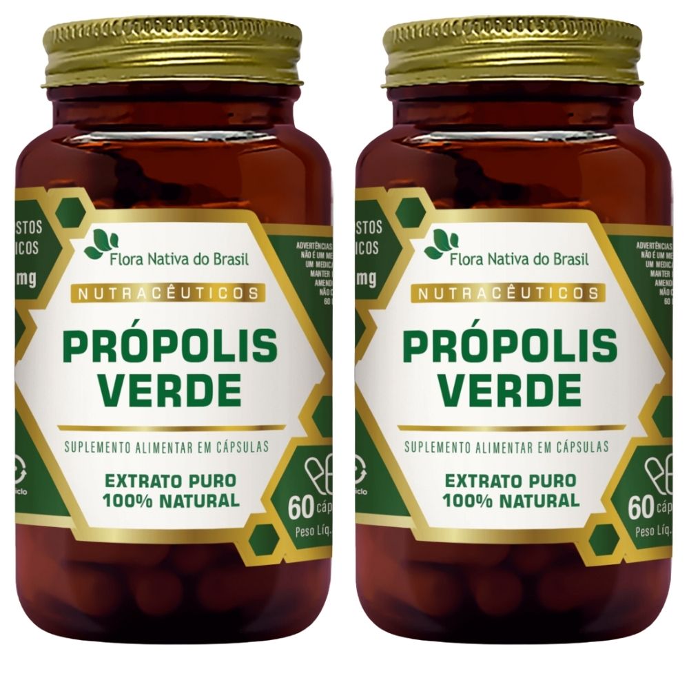 Kit 2 Própolis Verde Extrato Seco Flora Nativa 60 Cápsulas