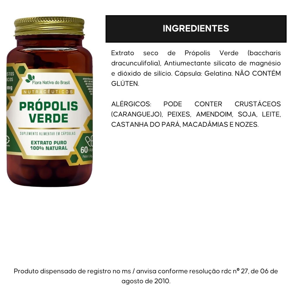 Kit 2 Própolis Verde Extrato Seco Flora Nativa 60 Cápsulas