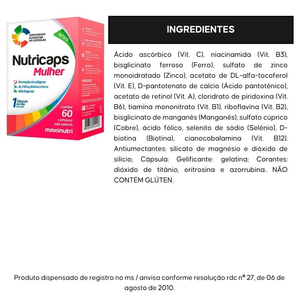 Nutricaps Mulher Maxinutri 60 Cápsulas