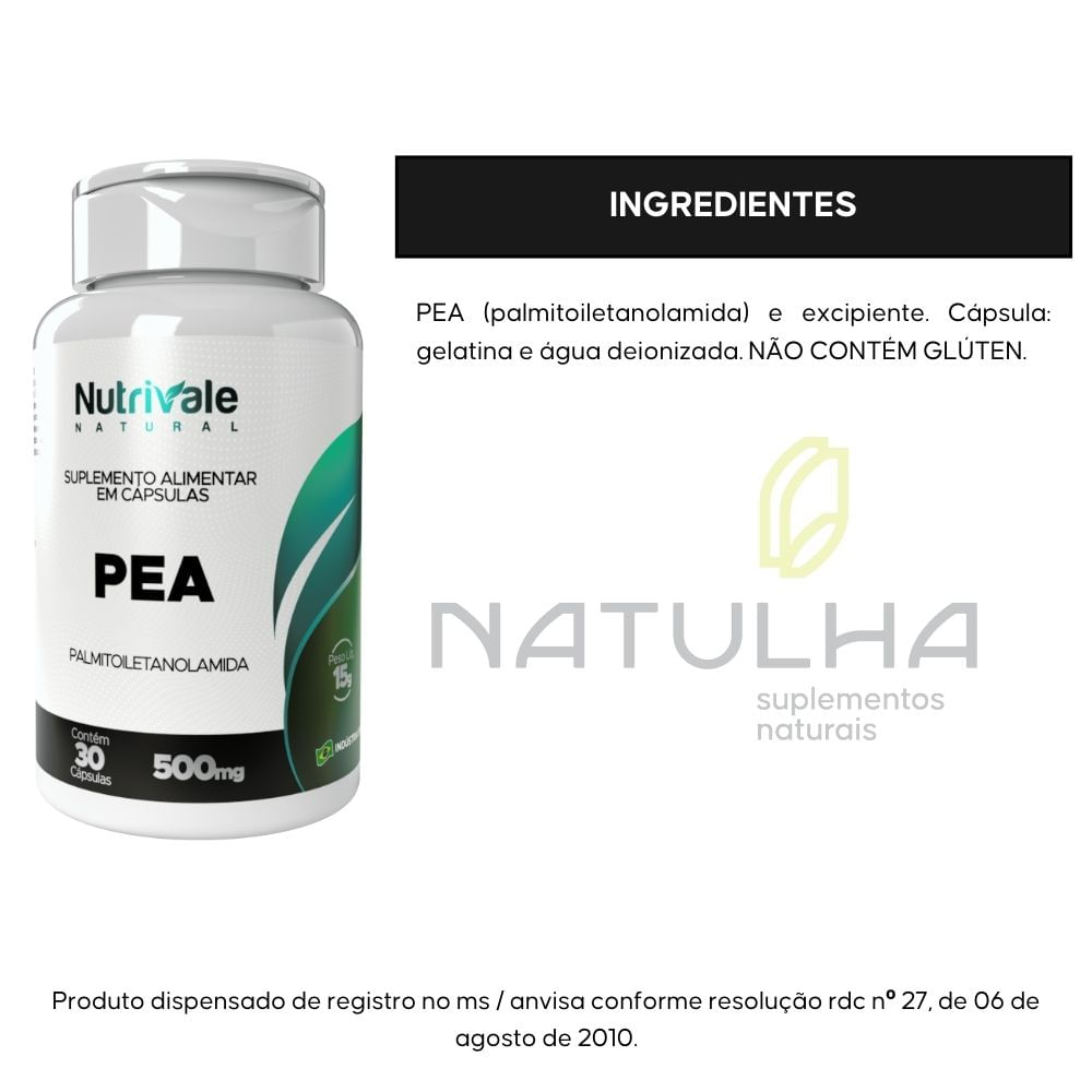 PEA Palmitoiletanolamida Nutrivale 30 Cápsulas