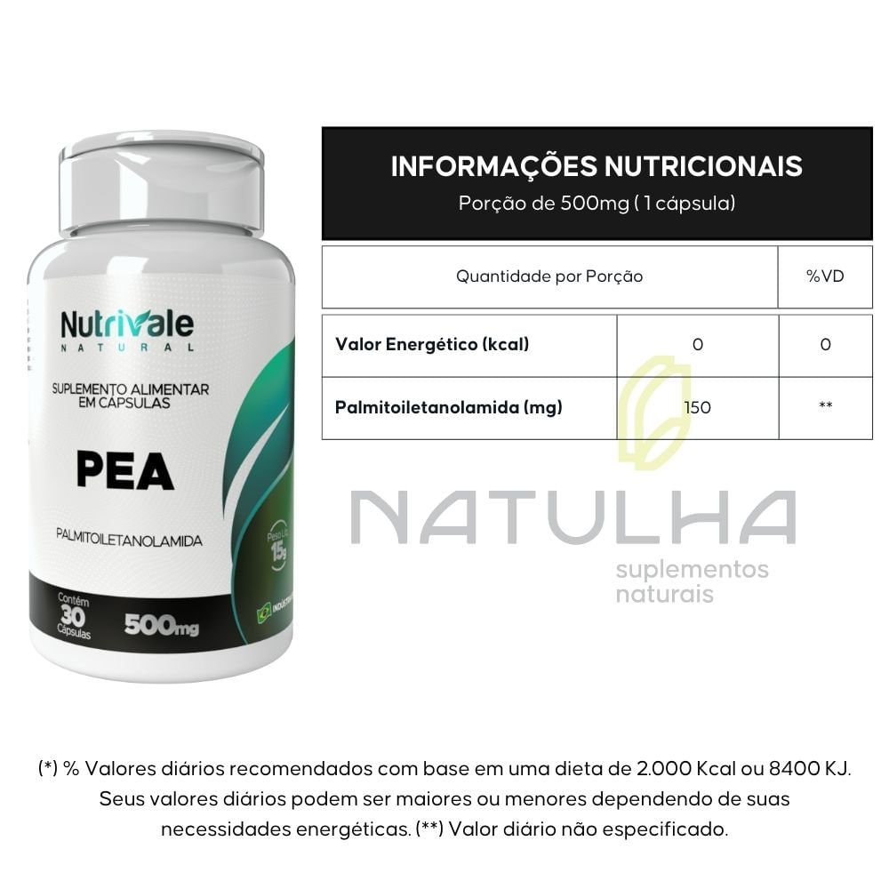 PEA Palmitoiletanolamida Nutrivale 30 Cápsulas