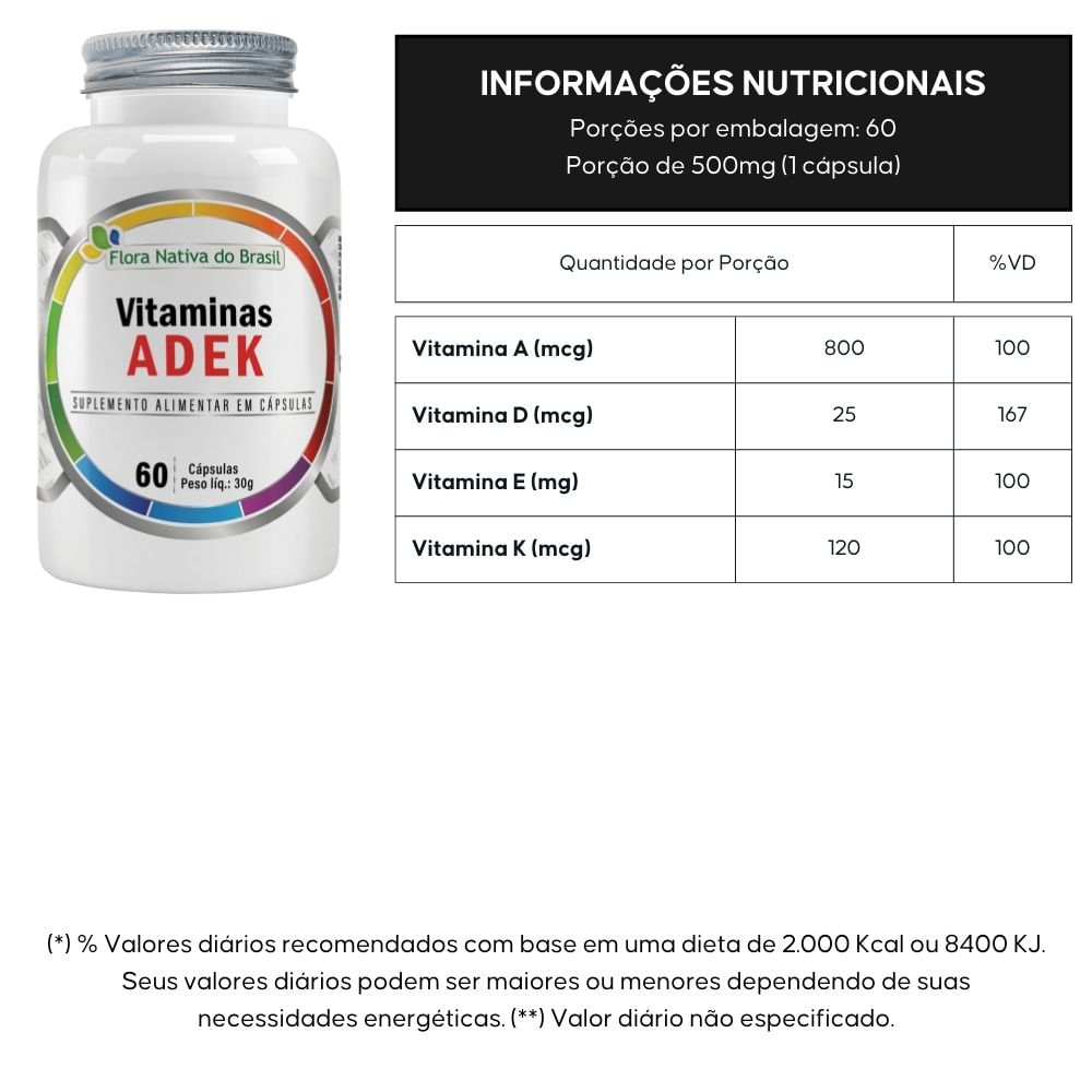 Vitaminas ADEK Flora Nativa 60 Cápsulas