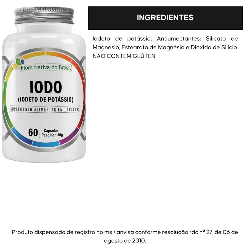 IODO Iodeto de Potássio Flora Nativa 60 Cápsulas