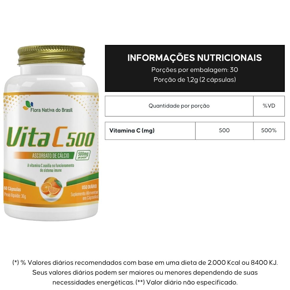 Vitamina C 500mg Flora Nativa 60 Cápsulas