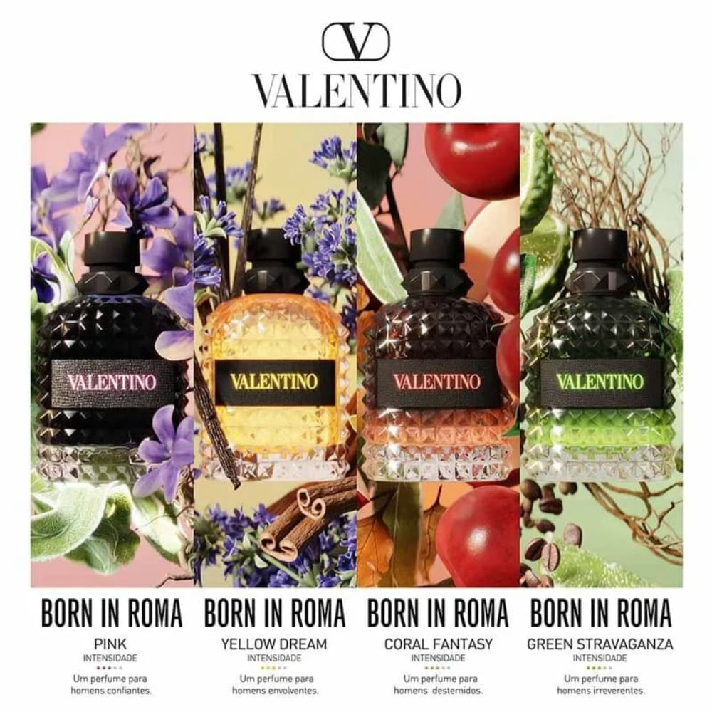 Perfume Masculino Born In Roma Green Stravaganza Uomo Valentino Eau de Toilette 100ml