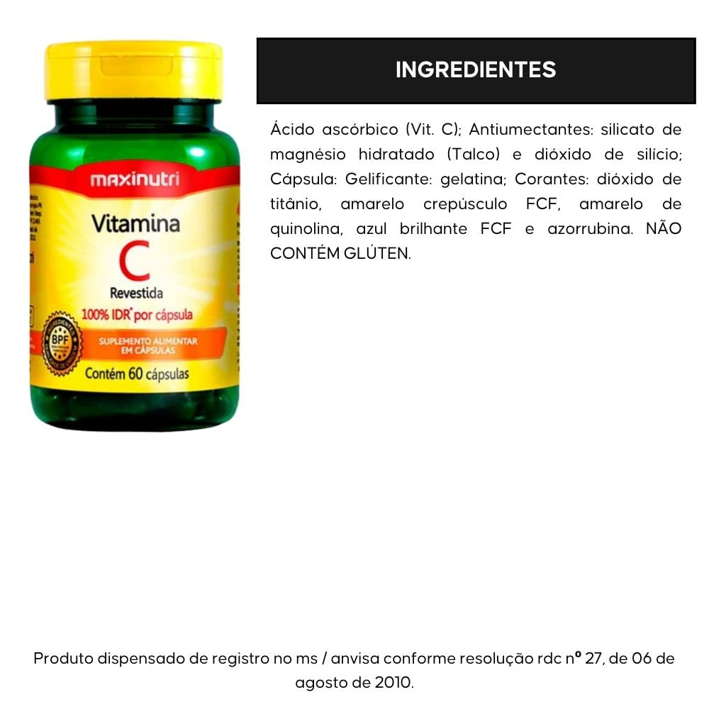 Kit 2 Vitamina C Revestida Maxinutri 60 Cápsulas
