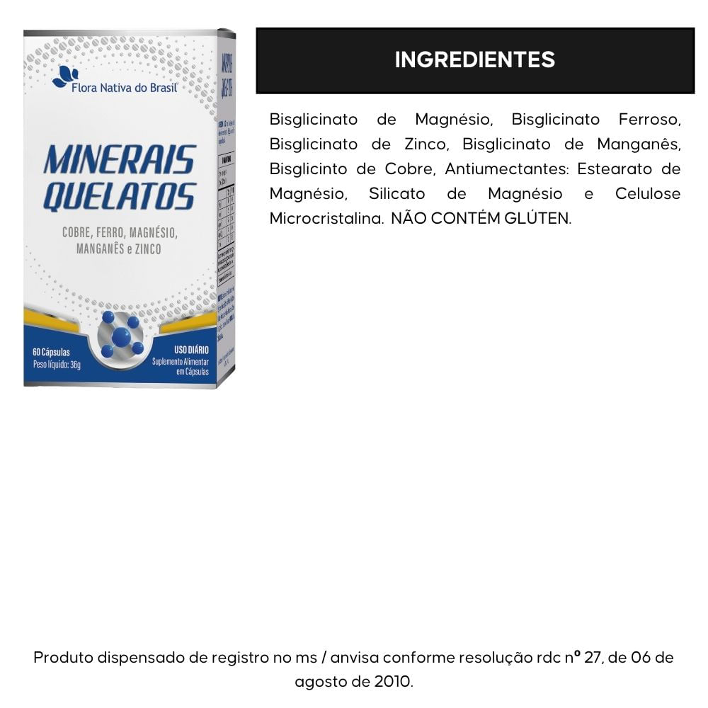 Minerais Quelatos Flora Nativa 60 Cápsulas
