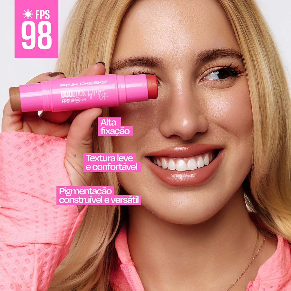 Duo Stick Bronzer e Blush by Manu Cit FPS 98 FPUVA 46 Pink Cheeks Cor Malva e Bronzer Orla