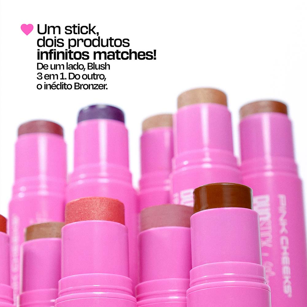 Duo Stick Bronzer e Blush by Manu Cit FPS 98 FPUVA 46 Pink Cheeks Cor Ameixa e Bronzer Litoral